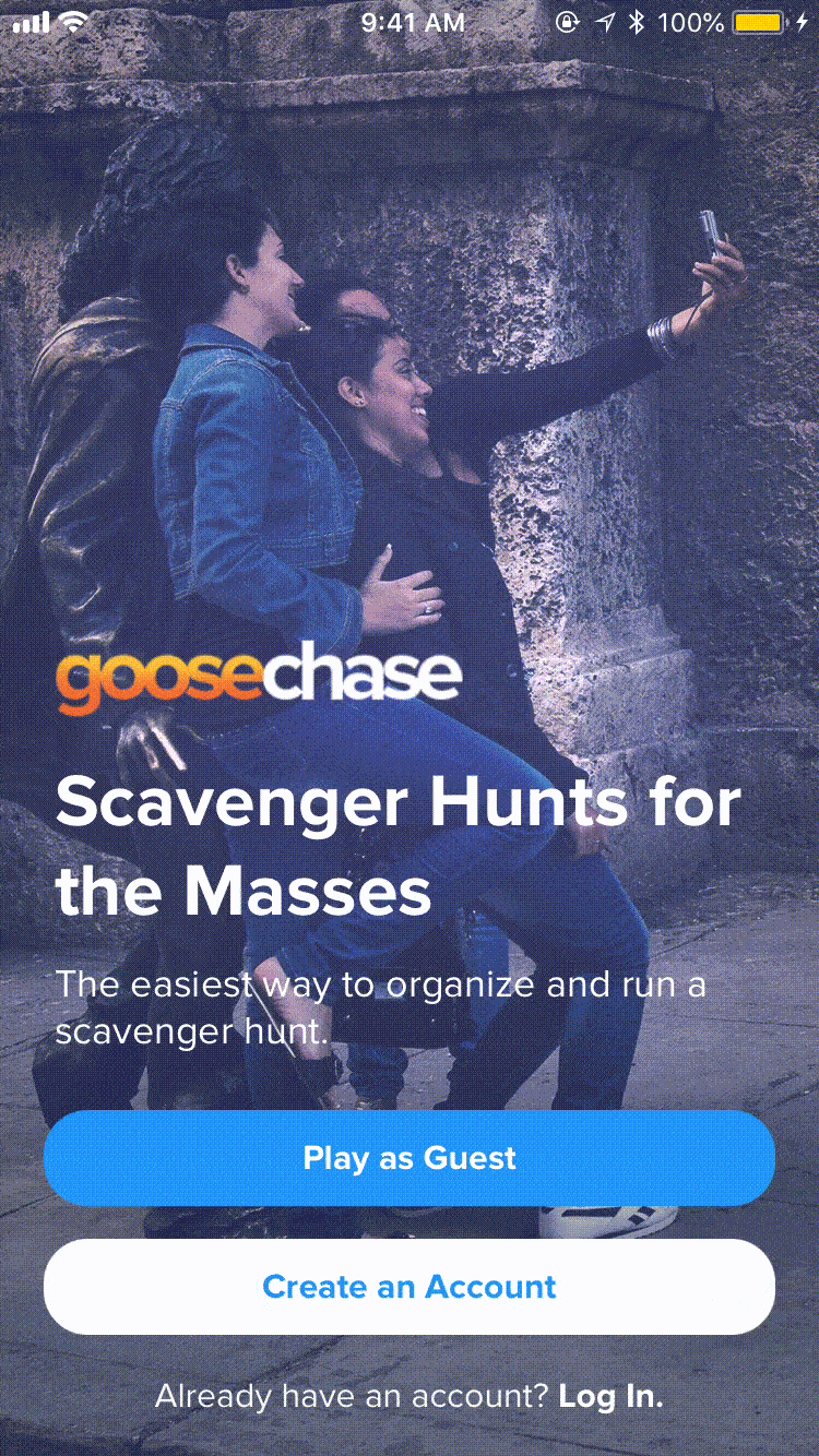 A gif showing how to join a Goosechase as a guest