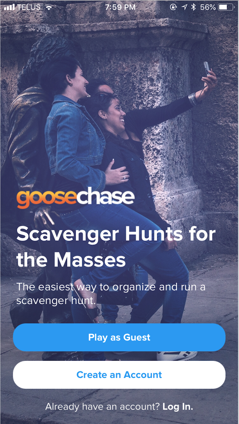 Screenshot of the Goosechase app
