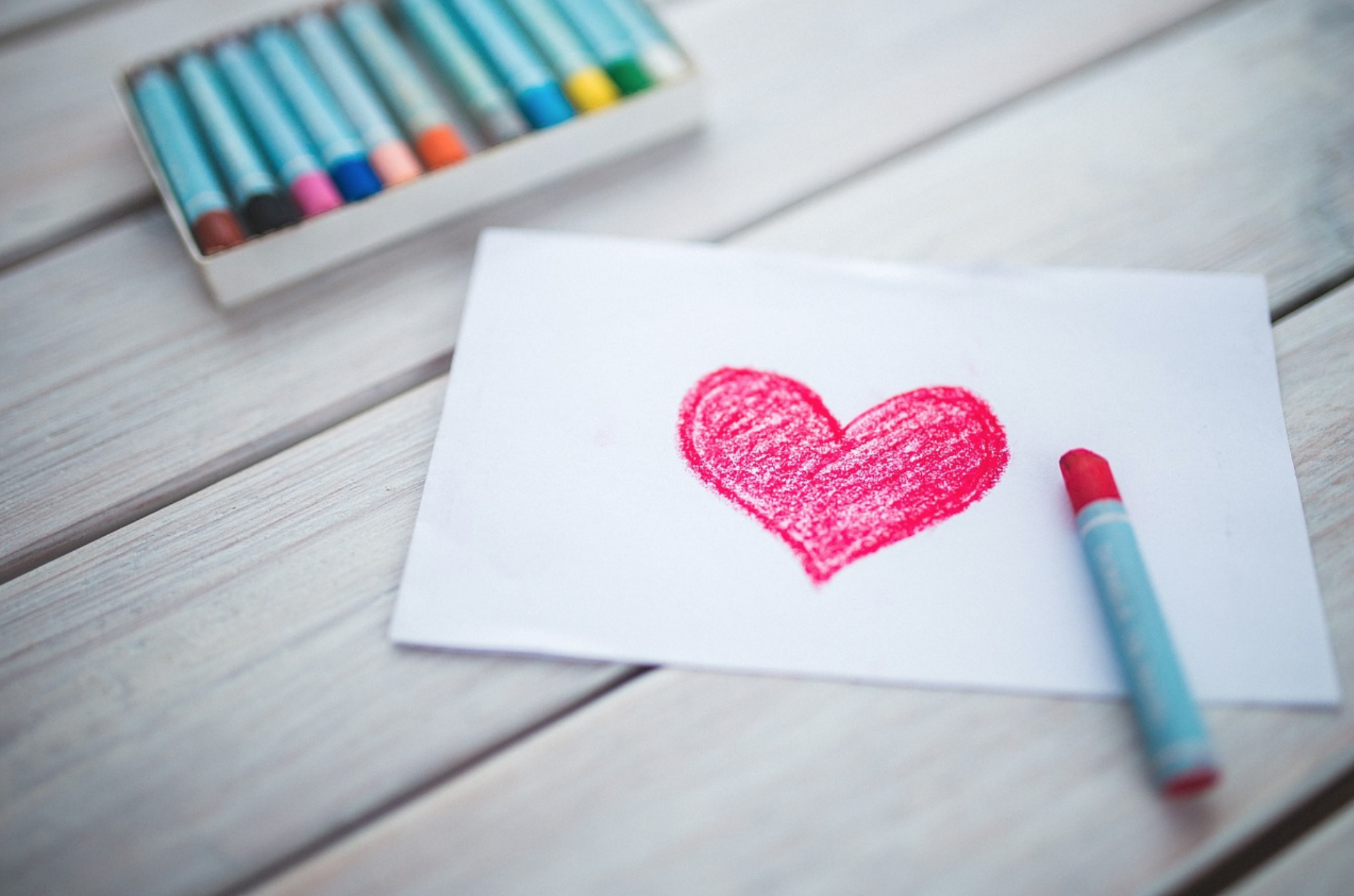 A crayon drawing of a heart