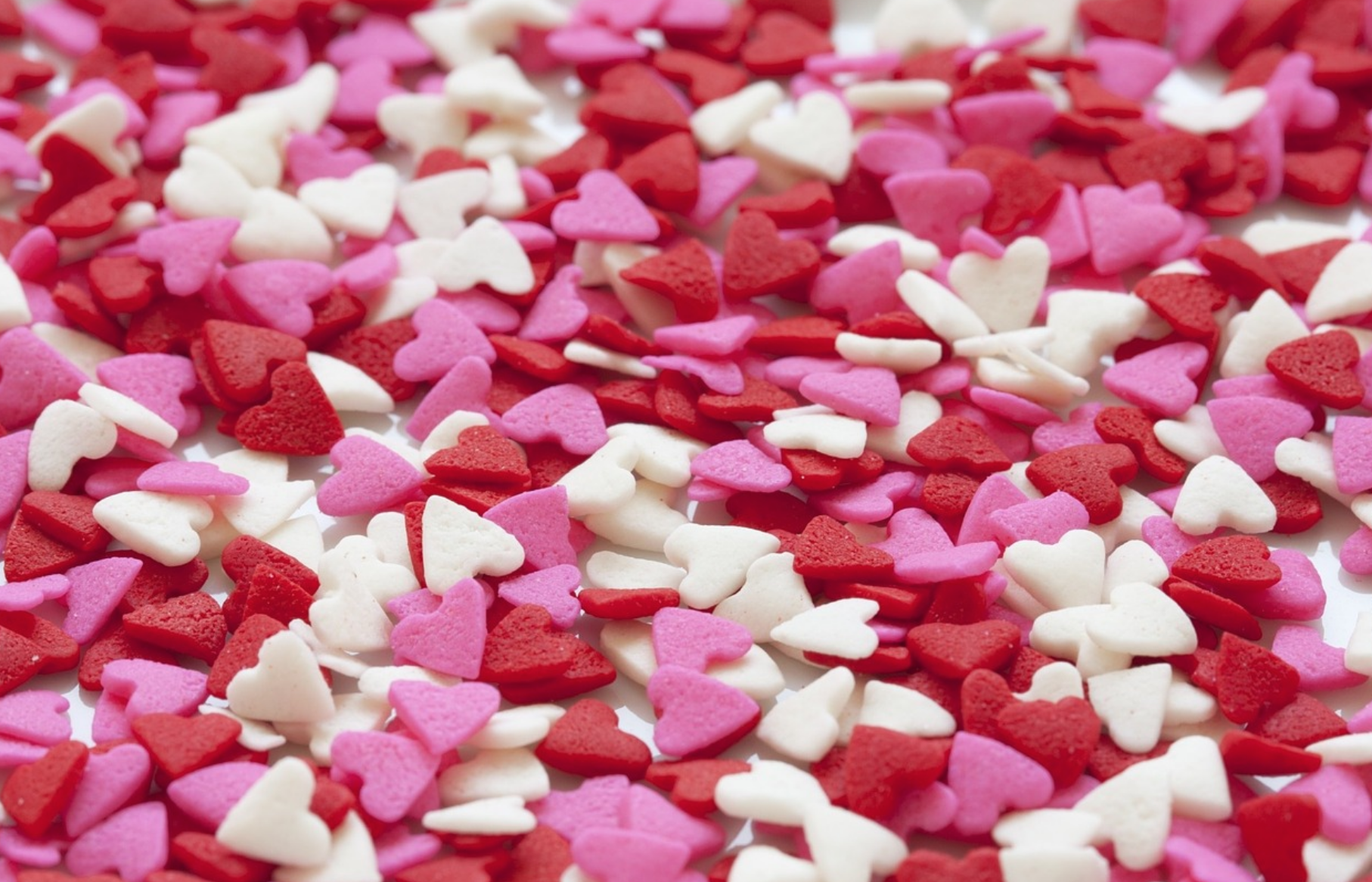 Pink, red, and white candy hearts