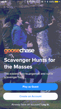 A gif showing how to join a Goosechase as a guest