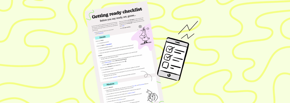 The Goosechase checklist and a cellphone