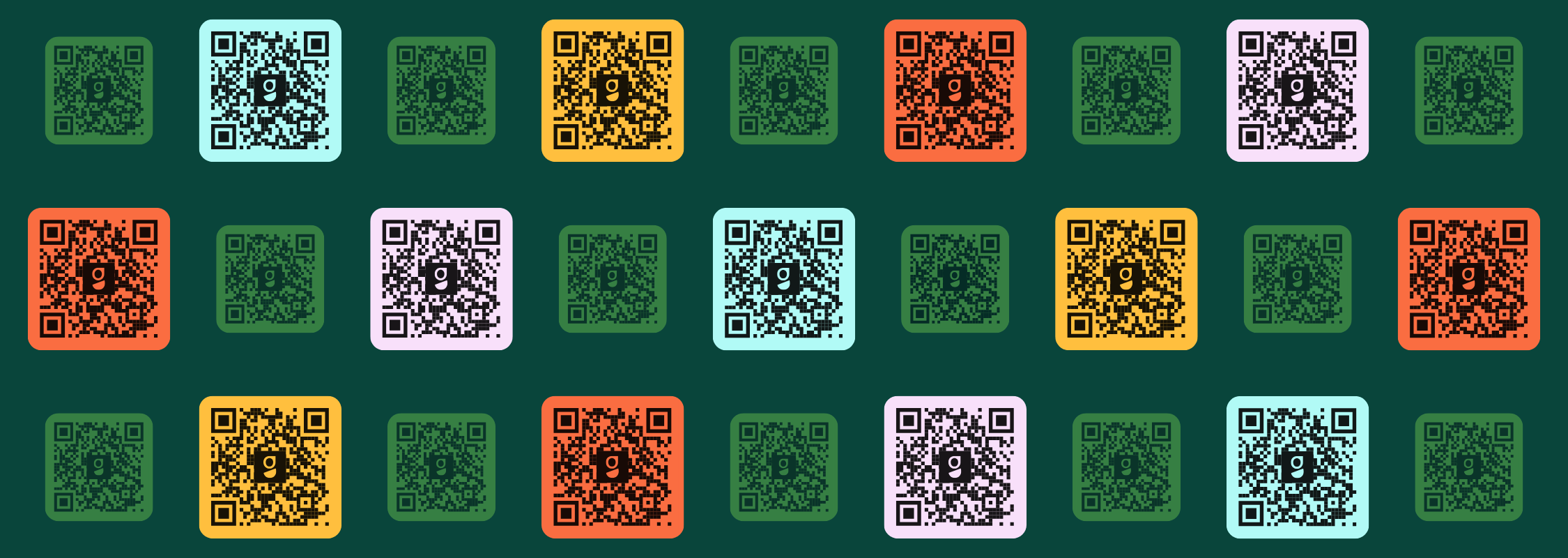 A collage of QR codes. Scan it. We promise you will not get Rick Rolled.