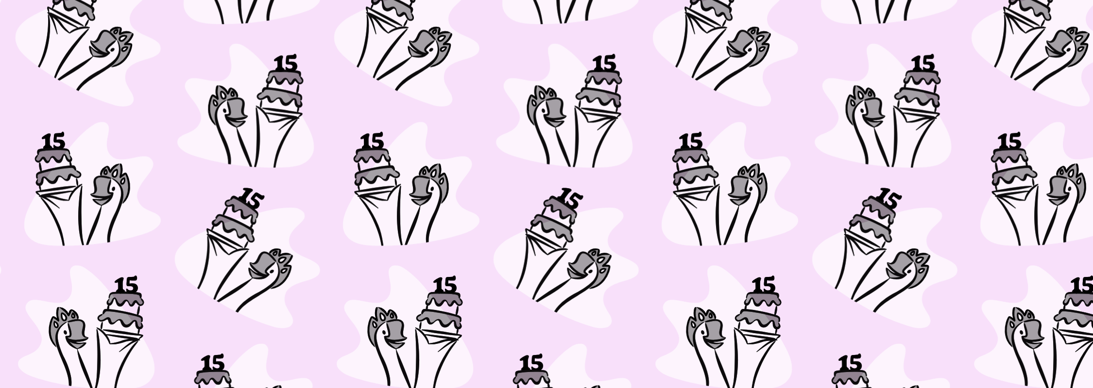 illustrated pattern of a goose celebrating their quiceanera