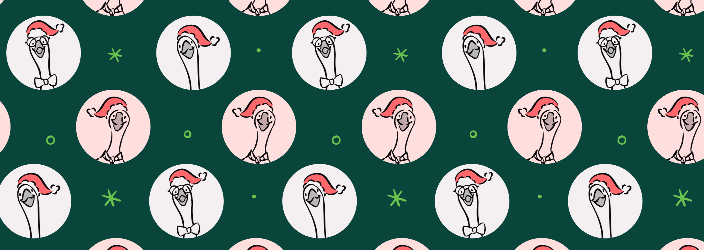 many illustrated geese in santa hats
