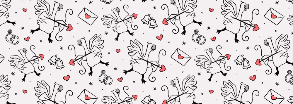 illustration of cupid geese