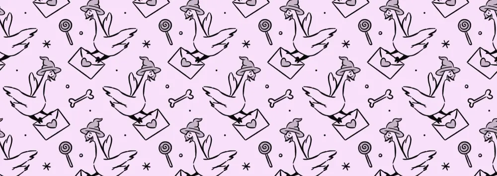 illustration of geese celebrating a wedding with a halloween theme